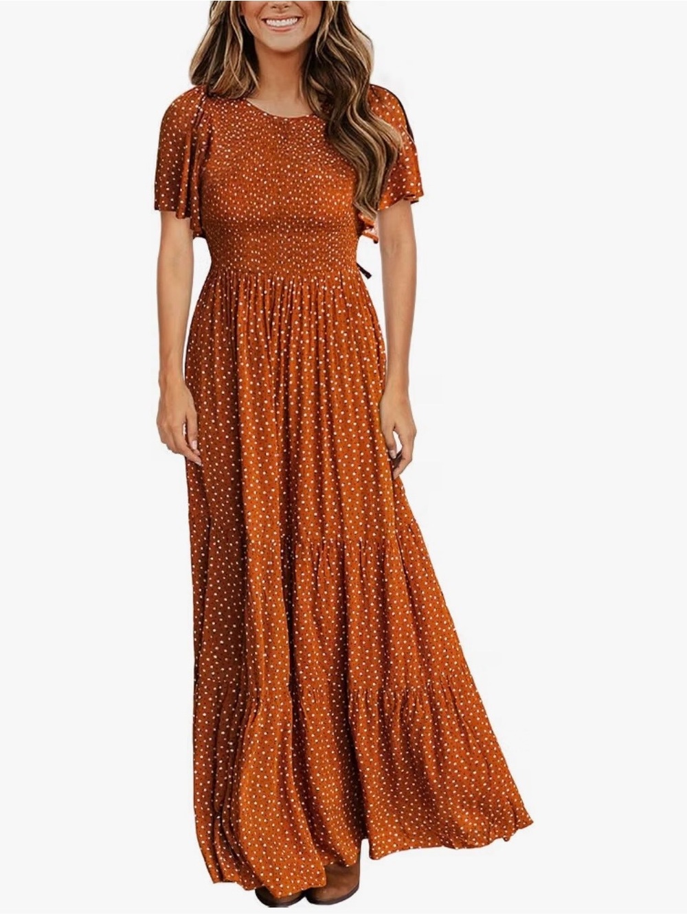 Smocked floral maxi dress